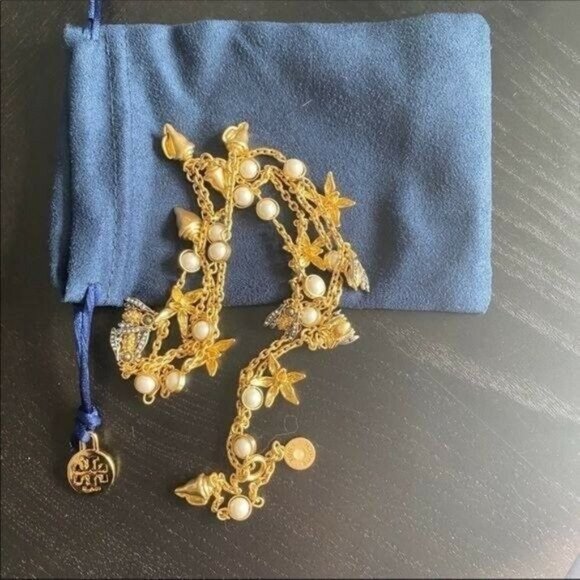 NWOT Tory Burch Gold Bee Pearl Long Necklace - Picture 3 of 7